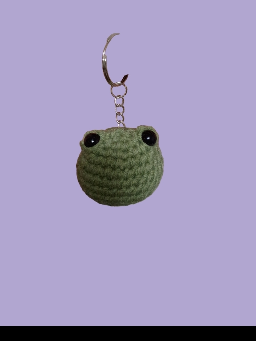 1pc Handmade Crochet Frog Keychain - Green